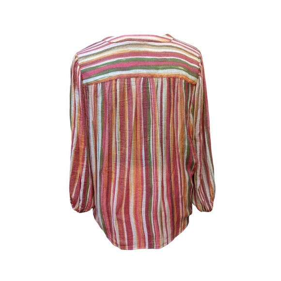 Zac & Rachel Button Down Striped Tunic Blouse XL Lightweight Office Modest Work - Picture 2 of 12